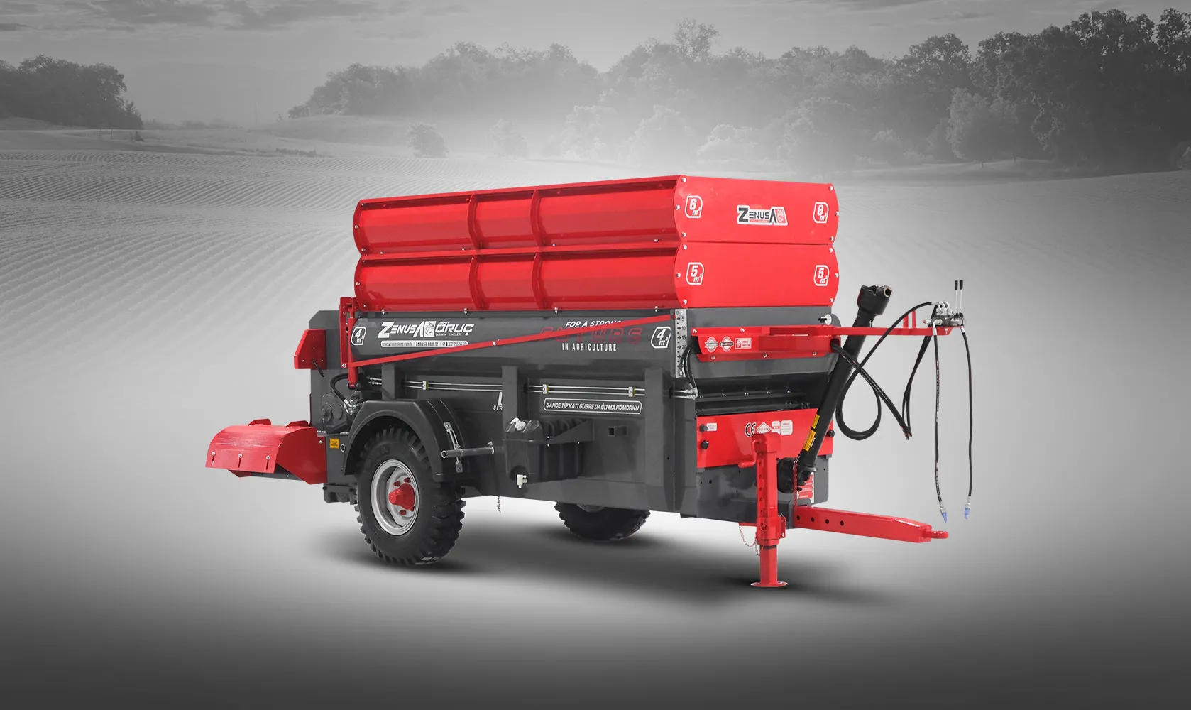 Bahçe Tip Oval Model Katı Gübre Dağıtma Römorku